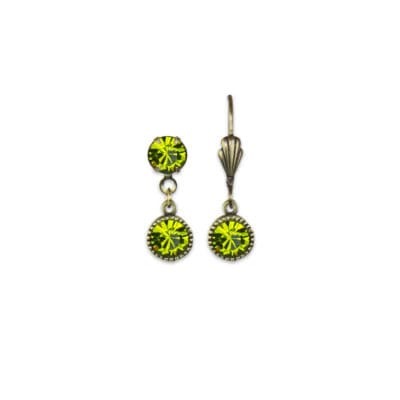 Bezel Set Brass Earrings Olivine