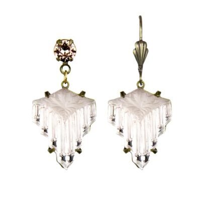 Vintage Rose Glass Stone Earrings
