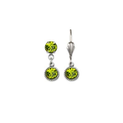 Bezel Set Silver Earrings Olivine