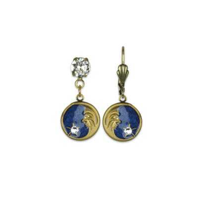 Man in the Moon Crystal Charm Earrings