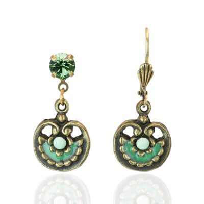 Forever Green Egyptian Revival Flowering Scroll Earring