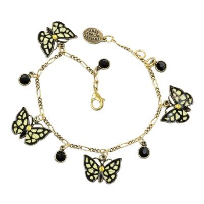 Yellow & Black Swallowtail Butterfly Crystal Charm Bracelet
