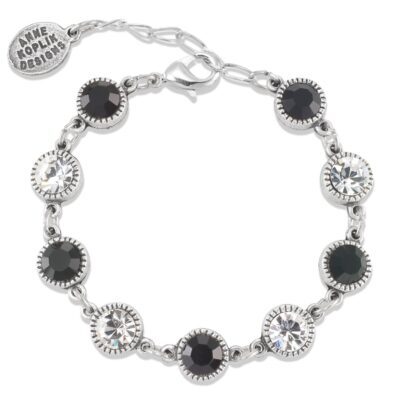 Elegant Jet Black and Crystal Drop Vintage Inspired Bracelet