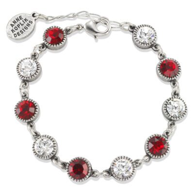 Classic Red and Crystal Drop Vintage Inspired Bracelet