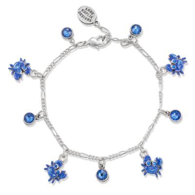 Ocean Coast Sparkling Blue Crab Crystal Charm Bracelet