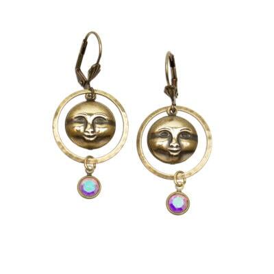 Luna Crystal Charm Earrings (Leverbacks)