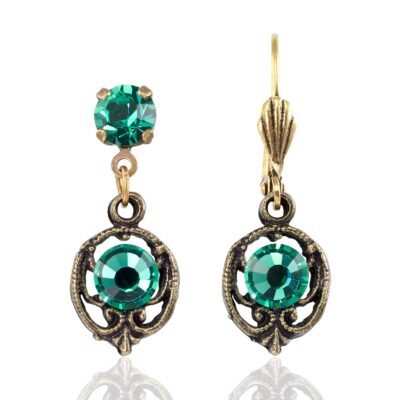 Madeline Green Classic Vintage Inspired Crystal Earring