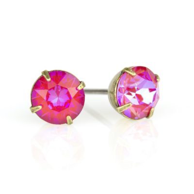 Royal Red DeLite Crystal Brass Stud Earrings