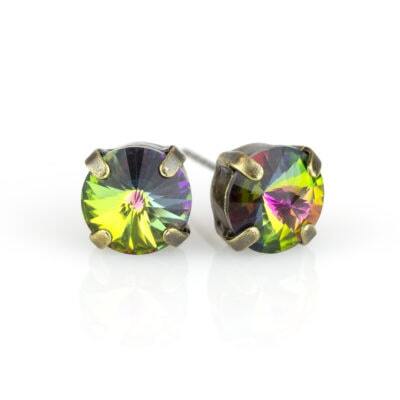 Vitrail Medium Brass Simple Crystal Stud Earring - 8mm