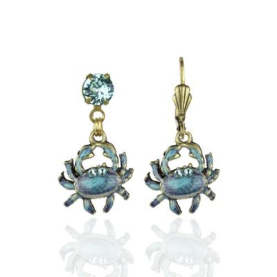 Hali Crystal Blue Crab Earrings