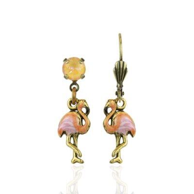 Crystal Creche Flamingo Charm Earrings