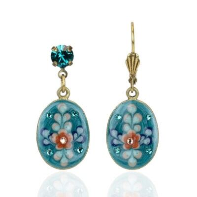 Jill's Garden Blue Zircon Crystal Flower Earrings