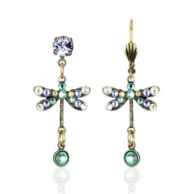 Pastel Multicolor Pavé Dragonfly Earrings
