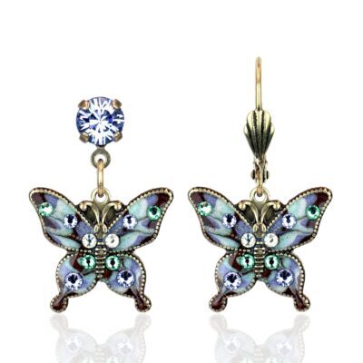 Pastel Multicolor Unique Enameled Crystal Butterfly Earrings
