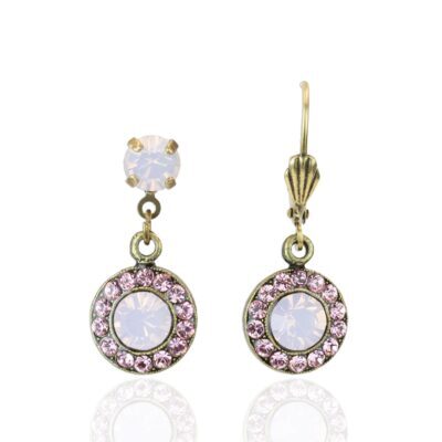 Rose Opal Halo Crystal Drop Earring