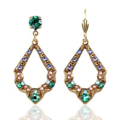 Flourishing Multicolor Pastel Ripple Hoop Crystal Earring