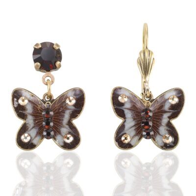 Good Vibe Mocha Brown Cloudywing Butterfly Crystal Earring