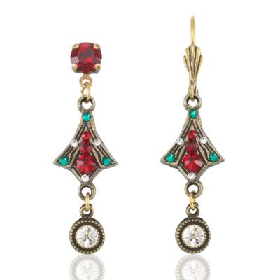 Festive Red & Green Christmas Kite with Crystal Drop Earring