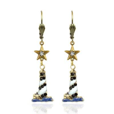 Leading Light Crystal Lighthouse Charm Earrings