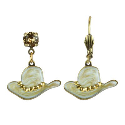 Round Em Up Rodeo Coastal Cowgirl Crystal Hat Charm Earrings