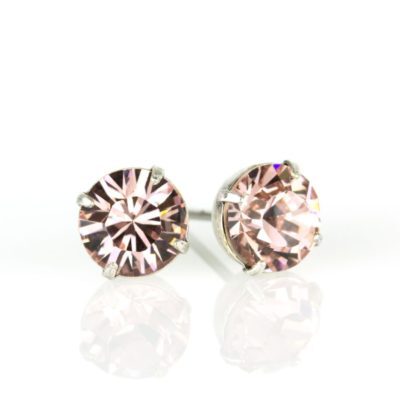 Silver Vintage Rose Crystal Stud Earrings