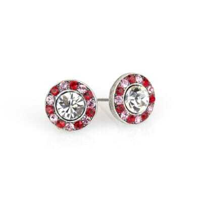 Love Pink & Red Crystal Halo Earrings