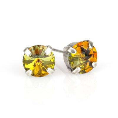 Marea Silver Simple Crystal Stud Earring - 8mm
