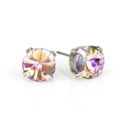 Vitrail Light Silver Simple Crystal Stud Earring - 8mm