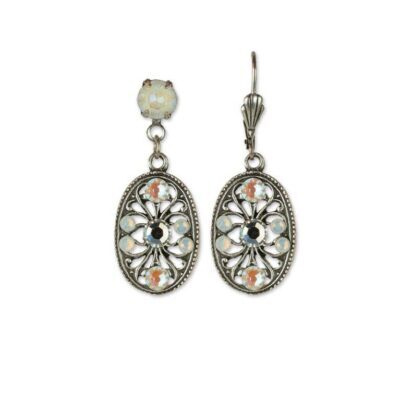 Vintage Inspired Crystal Embellished Flowering Oval Earrings