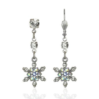 Flickering Fractals Crystal Snowflake Earrings