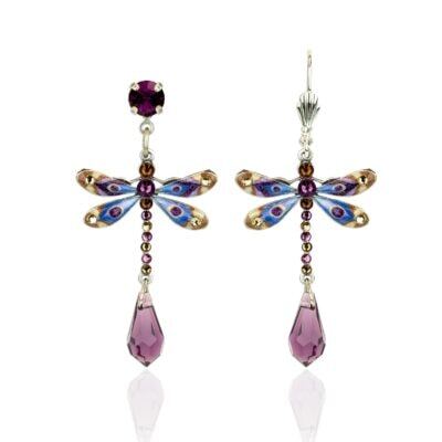 Opulent Sunset Multicolored Crystal Dragonfly Earrings