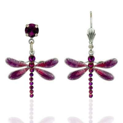 Divine Radiance Hand Painted Crystal Dragonfly Earrings