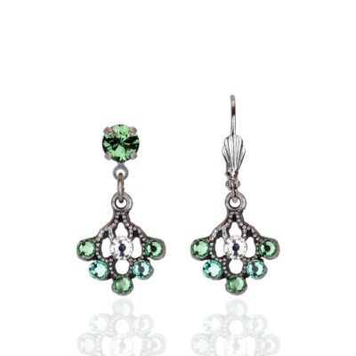 Hana Green Crystal Flower Blossom Earrings
