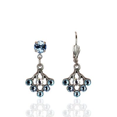 Hana Light Turquoise Crystal Flower Blossom Earrings