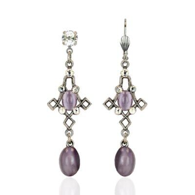 Lavender Glass Stone Drop Earrings