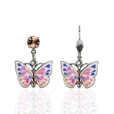 Spring Multicolor Flowering Crystal Butterfly Earrings