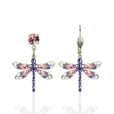 Spring Multicolor Unique Enamel Crystal Dragonfly Earrings