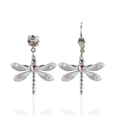 Pink and Ivory Dragonfly Crystal Earring