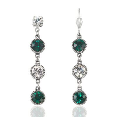 Classic Green and Crystal Drop Vintage Inspired Earring
