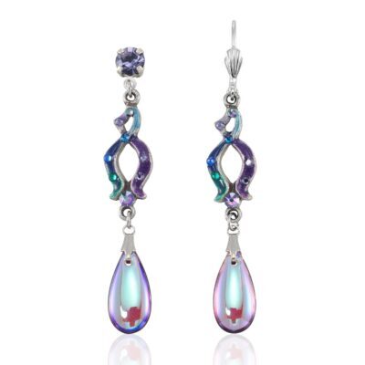 Twilight Shimmer Cool Toned Iridescent Drop Crystal Earring