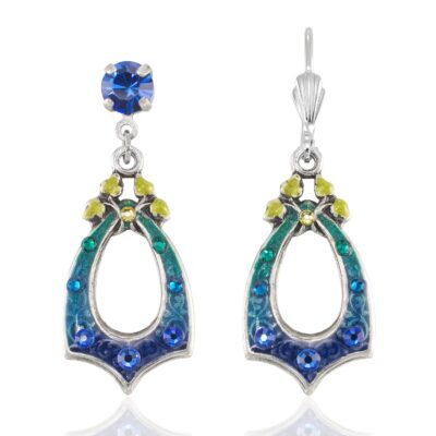 Tranquil Artisan Enameled Open Teardrop Crystal Earring
