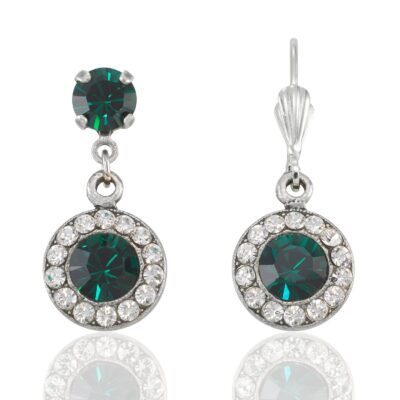 Green Halo Sparkling Classic Crystal Drop Earring