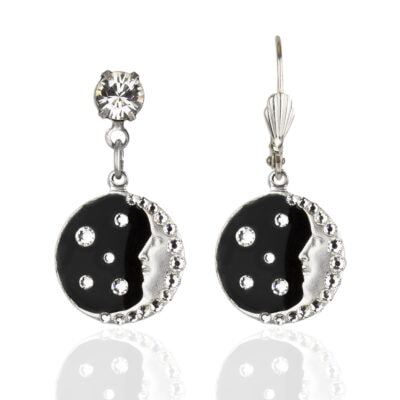 Man in the Moon Dark Sky Crystal Earrings