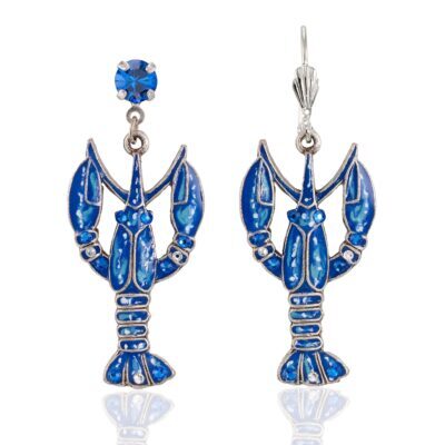 Patriot Isle of Shoals Rare Blue Lobster Crystal Earring