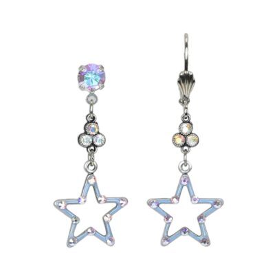 Aurora Celestial Star Iridescent Crystal Drop Charm Earrings