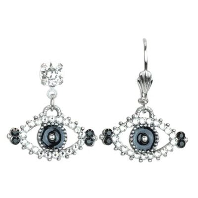 Black and Crystal Evil Eye Amulet Earrings