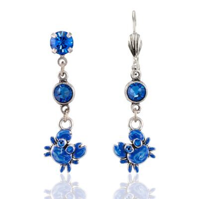Ocean Coast Sparkling Blue Crab Crystal Earring
