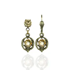 Madeline Brass Golden Shadow Crystal Earrings