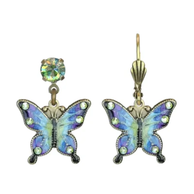 Artistic Enameled Crystal Butterfly Earrings