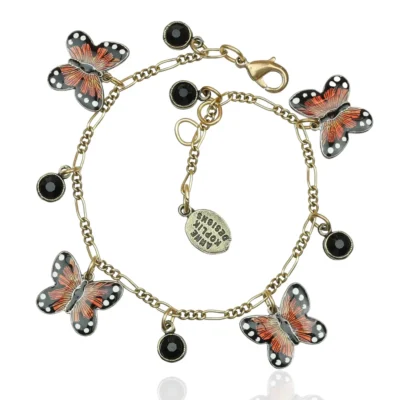 Mariposa Monarch Butterfly Crystal Drop Charm Bracelet